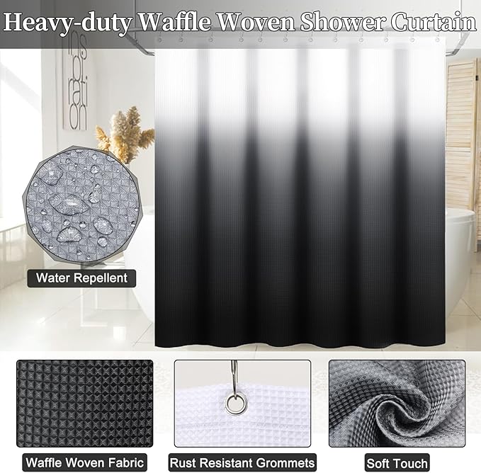 32PCS Bathroom Set Bathroom Accessories with Shower Curtain and Bath Towel,Trash Can,Bathroom Decor,Black Shower Curtain Set,Toilet Brush,Trash Can & 3PCS Soap Dispenser