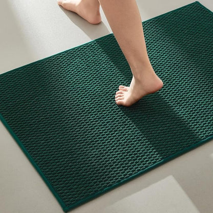 Bathroom Rugs Non Slip Washable, Super Absorbent Thin Bath Mat Quick Dry Low Pile Bathroom Rug, Dark Green 24"x36"