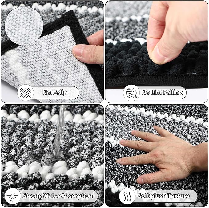 25PCS Black Bathroom Accessories Sets Complete, with Shower Curtain, Rugs, Trash Can and Toilet Brush, Soap Dispenser, Toothbrush Holder and Cup, Soap Dish, Qtip Holder, Bathroom Decor Sets