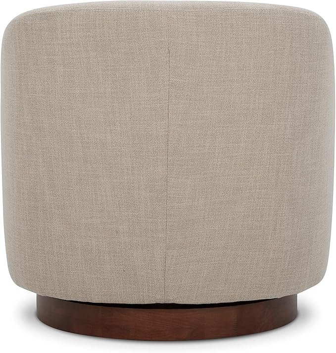 CHITA Swivel Accent Chair, FSC Certified Upholstered Fabric Barrel Chair for Living Room, Fully Assembled, Flax Beige