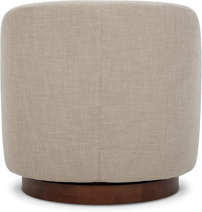 CHITA Swivel Accent Chair, FSC Certified Upholstered Fabric Barrel Chair for Living Room, Fully Assembled, Flax Beige