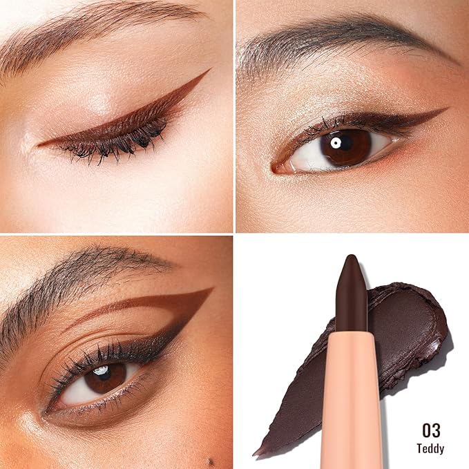Oulac Coffee Brown Eyeliner Pencil Waterproof Smudge Proof Brown Eye Liner Retractable, Smooth and Creamy Texture, Vegan & Cruelty-Free, 03 Teddy