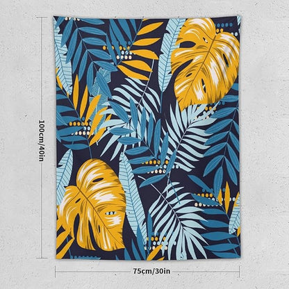 ICMOLYYENLO Palm Leaf Tapestry Wall Hanging, Tropical Leaves Plant Jungle Green Hawaiian Art Home Decor for Guest Bedroom Living Room Dormitory 60x80 Inch