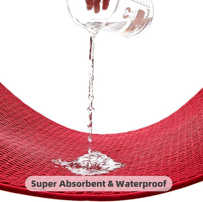 Bathroom Rugs Non Slip Washable, Super Absorbent Thin Bath Mat Quick Dry Low Pile Bathroom Rug, Red 24"x36"