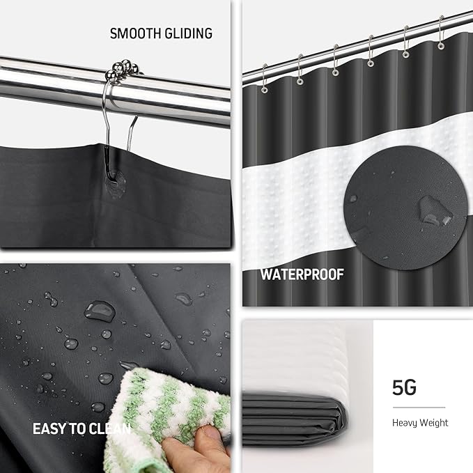 Bathroom Accessories Set,Black Bathroom Set,24 Pieces Bathroom Accessory Set with Shower Curtain,Trash Can for Bathroom Accessories Décor and Home Gifts