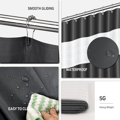Bathroom Accessories Set,Black Bathroom Set,24 Pieces Bathroom Accessory Set with Shower Curtain,Trash Can for Bathroom Accessories Décor and Home Gifts