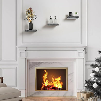 Sorbus Square Floating Shelf for Wall - 3 Small Shelves with Invisible Mounting Brackets for Living Room Decor, Bedroom, Bathroom Decor, Kitchen - 9" Rustic Grey Wall Shelf to Display Photos Trophies