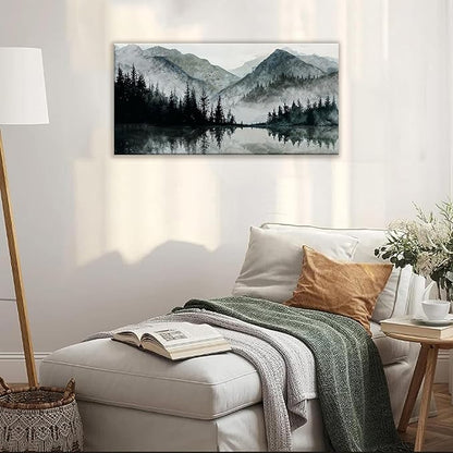 TAIJXAGSG Canvas Wall Art Decor Prints Natural Modern Wall Art Landscape Wall Decorations Mountain Lake View Artwork Pictures For Bedroom Kitchen Office Apartment Decorations 20"×40"