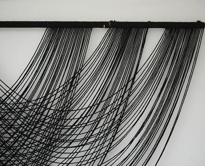 Flber Macrame Wall Hanging Black 59.00" W x 31.00" L Boho Wall Decor Large Boho Yarn Tapestry Living Room Bedroom Home Wall Décor