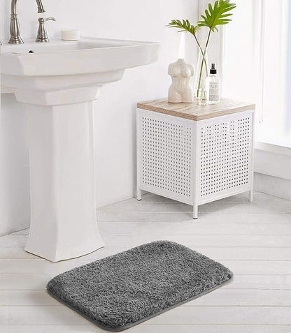 Suchtale Non Slip Bath Mat (16 x 24, Dark Grey) for Bathroom, Soft Microfiber Shaggy Mat Machine Washable Thick Plush Rug for Shower
