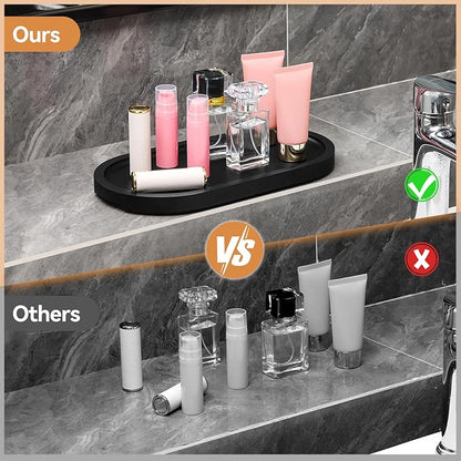 Bamboo Vanity Tray 11.4x6.1 inches, Decorative Vanity Tray for Bathroom Countertop Toilet Tank Farmhouse, Black