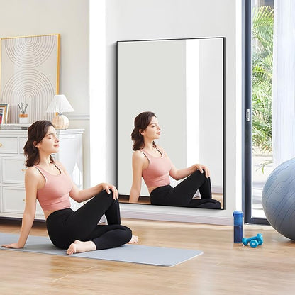 Black Bathroom Mirror for Wall, 60x36 Inch Rectangle Mirrors with Metal Frame, Large Modern Vanity Wall Mirror for Bathroom Living Room, Entryway Hangs Horizontal or Vertical