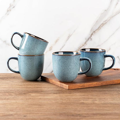 AmorArc 12oz Coffee Mugs, Ceramic Coffee Mugs set of 6 for Man, Woman, Dad, Mom, Modern Coffee Mugs with handle for Latte/Cappuccino/Milk/Cocoa. Dishwasher&Microwave Safe, Ocean Blue