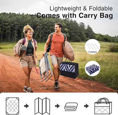 OLANLY Outdoor Rug 6x9 ft Waterproof, Outdoor Plastic Straw Rug with Geometric Pattern Clearance, Reversible RV Mat for Patio, Camping, Balcony, Deck, Backyard, Navy & White