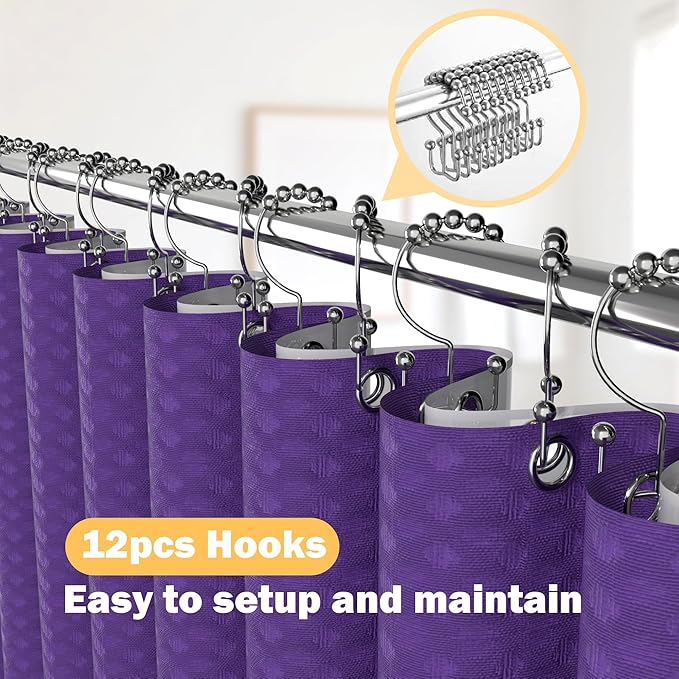 Purple Bathroom Set, 25 PCS Bathroom Accessories Set with Shower Curtains, Rugs, Trash Can, Toothbrush Holder, Soap Dispensers, Toothbrush Cup, Vanity Tray, Soap Dish, Toilet Brush, Qtip Holders