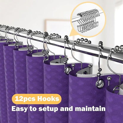 Purple Bathroom Set, 25 PCS Bathroom Accessories Set with Shower Curtains, Rugs, Trash Can, Toothbrush Holder, Soap Dispensers, Toothbrush Cup, Vanity Tray, Soap Dish, Toilet Brush, Qtip Holders