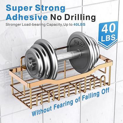 5-Pack Rustproof Stainless Steel Shower Caddy – No Drill Adhesive Bathroom Organizer with Large Capacity, Spacious Shower Shelves for Inside Shower, Kitchen & Home Decor Storage-XL Size