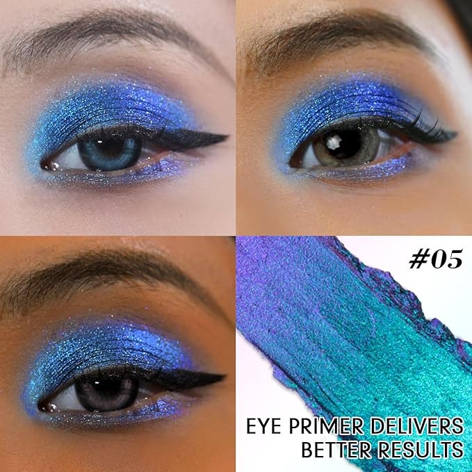 CHARMACY New Duochrome Long Stay Eyeshadow Stick, Creamy Eye Shadow Stick, Multicolor-Shifting Glitter Eyeshadow, Waterproof & Smudge-Proof, High Pigmented, Built-in Smudger #05