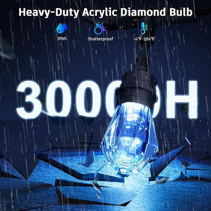 XMCOSY+ Smart Outdoor String Lights - 123ft RGBCWIC Patio Lights with 40 Color Changing Bulbs, LED String Light for Outside Backyard Bistro Party, APP WiFi Control, Work with Alexa, IP65 Waterproof