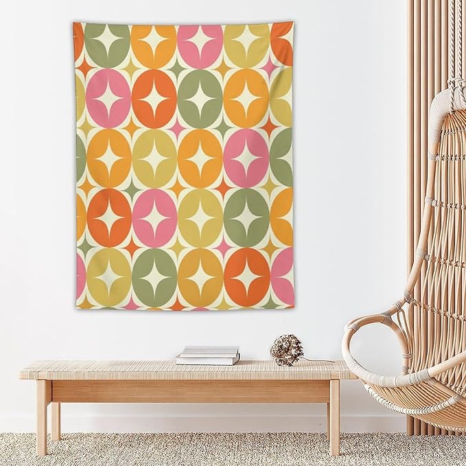 ICMOLYYENLO Abstract Cat Tapestry, Medieval Abstract Atomic Star Cat Vintage Home Wall Hanging Art Tapestry for Bedroom Living Room Dormitory 60x80 Inch