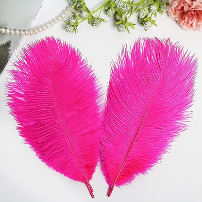 THARAHT Hot Pink Ostrich Feathers 24pcs Natural Bulk 10-12Inch 25cm-30cm for Crafts Wedding Party Centerpieces Easter Gatsbi and Home Decoration Feathers