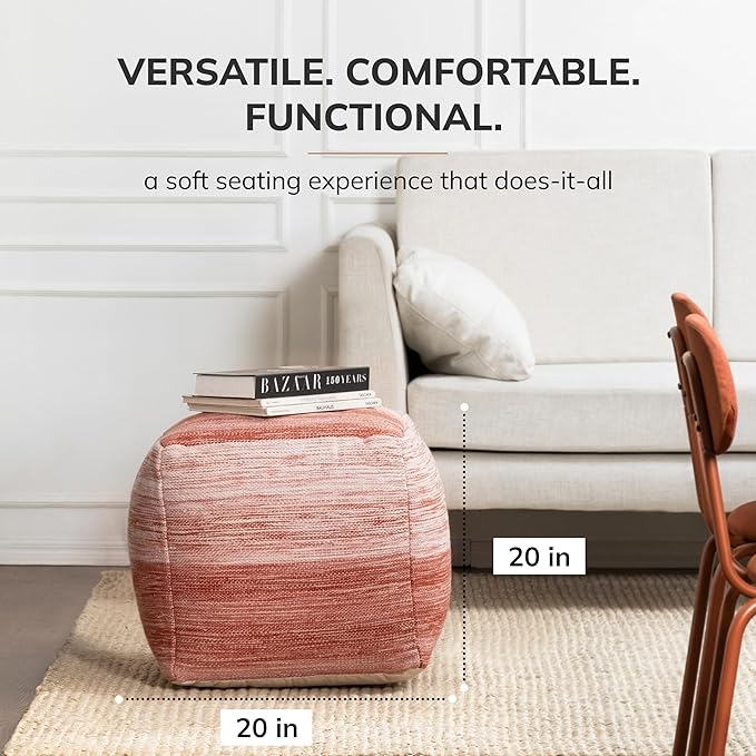 Anji Mountain 20"x20"x20" Handmade & Handcrafted Ottoman Pouf Comfortable Pouf Ottoman Foot Rest & Home Décor Accent for Living Room, Bedroom, Nursery, Kids Room, Patio