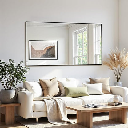 Bathroom Mirror 60" x 30", Large Rectangle Wall Mirror, Black Metal Frame Wall Mounted Mirrors for Bathroom, Vanity, Bedroom, Entryway Decor(Horizontal/Vertical)