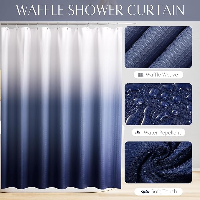 32PCS Bathroom Set Bathroom Sets with Shower Curtain and Rugs Navy Blue Bathroom Accessories,Shower Curtain Set,Bathroom Rug Set with Bathroom Trash Can