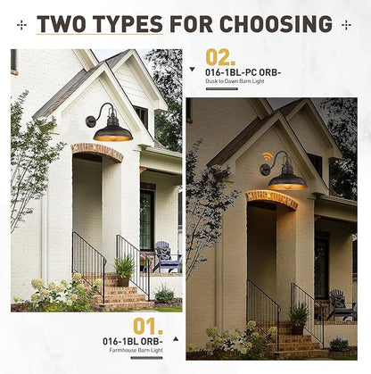 zeyu 18 Inch Gooseneck Barn Light, Farmhouse Outdoor Sconces Wall Lighting, Outdoor Barn Light for Garden Garage, Oil Rubbed Bronze Finish, 016-1BL ORB