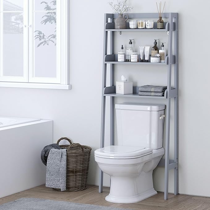UTEX Over Toilet Bathroom Organizer, 3-Tier Above Toilet Storage Shelf Rack, Bathroom Shelves Over Toilet (Gray)
