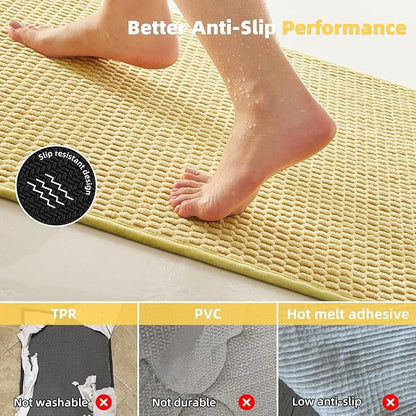 Small Bathroom Rugs, Non Slip Washable Bath Rugs Super Absorbent Bathroom Rug Thin Quick Dry Low Pile Bath Mats, Yellow 12"x12"