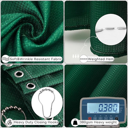 Bathroom Sets with Shower Curtain and Rugs, 27PCS Dark Green Bathroom Accessories Set with Trash Can, Green Shower Curtain Set, No Slip Super Absorbent Bathroom Rugs