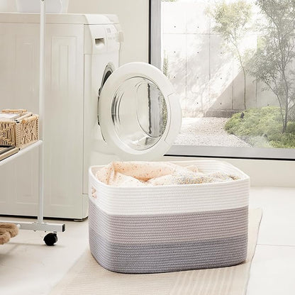 Blanket Basket,Rectangle Woven Baskets for Storage,30L Laundry Basket for Decorative Nursery Blanket,Toys,Dirty Clothes and Magazine in Shelves,Baby Room,and Living Room