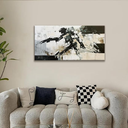 TAIJXAGSG Abstract Wall Art Minimalist Abstract Art Painting Cool Black Robot Modern Canvas Art Wall Decor Picture For Bedroom Office Home Wall Decor 20"X40"Ready To Hang