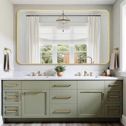 Bathroom Mirror 60" x 36", Large Rectangle Wall Mirror, Gold Metal Frame Wall Mounted Mirrors for Bathroom, Vanity, Bedroom, Entryway Decor(Horizontal/Vertical)
