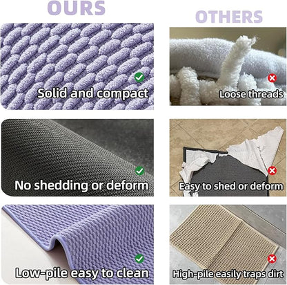 Bathroom Rugs Non Slip Washable, Super Absorbent Thin Bath Mat Small Quick Dry Low Pile Bathroom Rug, Lavender 16"x24"