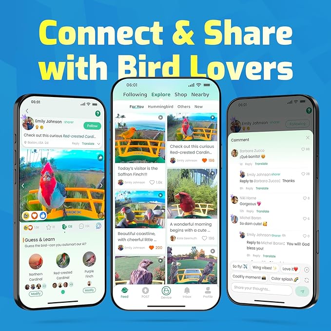 Smart Bird Feeder with Camera, Seamlessly Integrated Solar Panel Birdwatching Camera with SD Card, Lifetime Free AI Identify Bird Species&Auto Video Capture, House Warming Gifts with Greeting Card