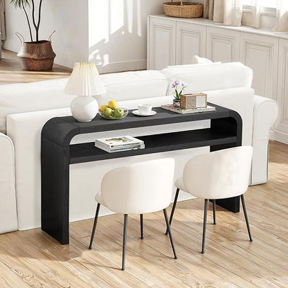 BECHAEO 59-Inch Long Console Table, 2-Tier Thickened Narrow Entryway Table, Farmhouse Console Tables Behind Couch, Retro Industrial Hallway Accent Tables for Living Room, Entrance