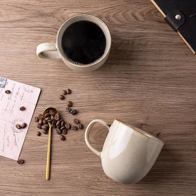 AmorArc 12oz Coffee Mugs, Ceramic Coffee Mugs set of 6 for Man, Woman, Dad, Mom, Modern Coffee Mugs with handle for Latte/Cappuccino/Milk/Cocoa. Dishwasher&Microwave Safe, Cappuccino