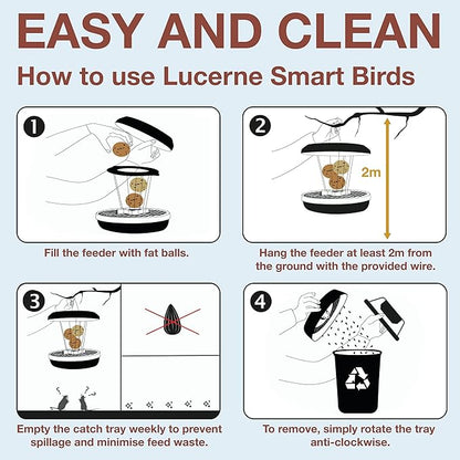 SWISSINNO No Mess Bird Feeder Lucerne Smart Birds for Fat Balls - Feed Birds, not mice & Rats! Robust & Reliable for Hanging - Made in EU - Light Blue