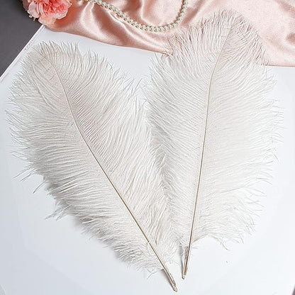 THARAHT 12pcs White Ostrich Feathers Natural Bulk 14-16Inch 35cm-40cm for Wedding Party Centerpieces Easter Gatsby and Home Decorate Ostrich Feathers