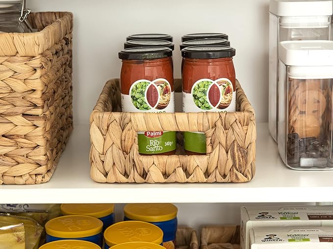 StorageWorks Water Hyacinth Baskets, Small Wicker Baskets for Organizing in Kitchen and Bathroom, 2-Pack