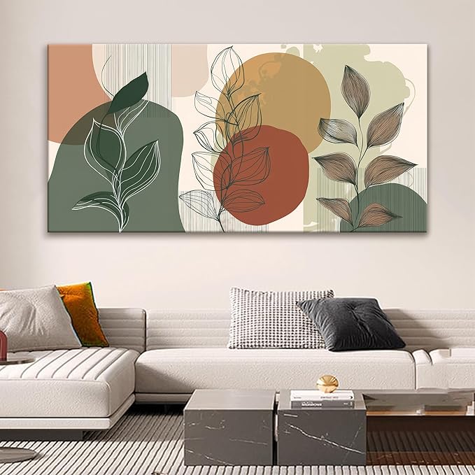Tsomzxng Large Abstract Boho Wall Art For Living Room Century Modern Canvas Art Wall Decor Picture Painting Aesthetics Botanical Abstract Art Prints Bedroom Office Wall Hanging Decor 29x58 In