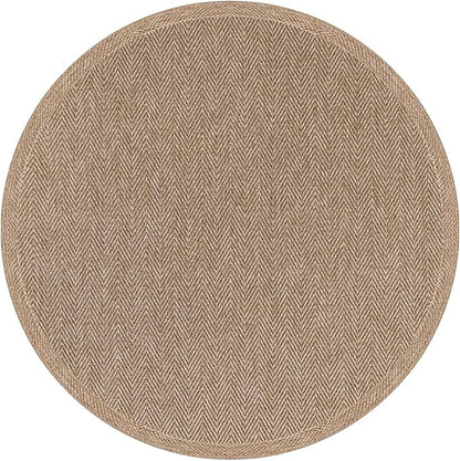 CAMILSON Easy Jute Round Rug 4ft Indoor Outdoor Natural Color Fiber Area Rugs for Living Room Patio and Kitchen Rug Herringbone Woven Design Easy-Cleaning Washable Outside Carpet Alfombras (4 Round)