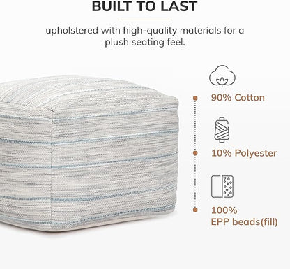 Anji Mountain 22"x22"x16" Handmade & Handcrafted Ottoman Pouf Comfortable Pouf Ottoman Foot Rest & Home Décor Accent for Living Room, Bedroom, Nursery, Kids Room, Patio