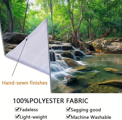 BSFHH Nature Tapestry Forest Tree Sea Cave Wall Hanging, Stream Through Rainforest Landscape Wall Art Tapestry for Bedroom Living room (Creek, 90"×70", Unframed)