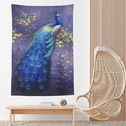 yowecso Peacock Tapestry - Purple Peacock Wall Hanging for Bedroom, Living Room & Dorm - Aesthetic Wall Decor - 60"x90"
