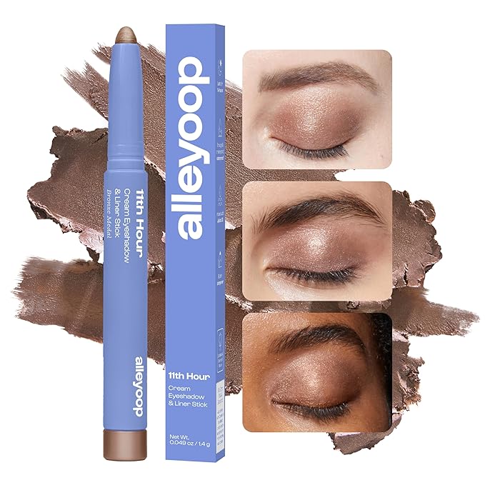 ALLEYOOP 11th Hour Cream Eye Shadow Sticks - Bronze Medal (Shimmer) - Award-winning Eyeshadow Stick - Smudge-Proof and Crease Proof for Over 11 Hours - Easy-To-Apply and Compact for Travel, 0.05 Oz