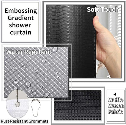 25PCS Black Bathroom Accessories Sets Complete, with Shower Curtain, Rugs, Trash Can and Toilet Brush, Soap Dispenser, Toothbrush Holder and Cup, Soap Dish, Qtip Holder, Bathroom Decor Sets