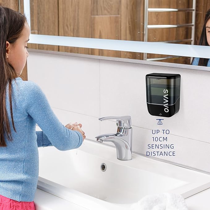 SVAVO Automatic Soap Dispenser Touchless, Hand Soap Dispenser Wall Mount, Electric Sensor Battery Operated for Offices Home Kitchen Bathroom Hotel Restaurant Commercial, 34fl.oz/1000ml Black